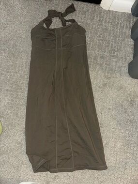Athleta Olive Brown Halter Maxi Dress